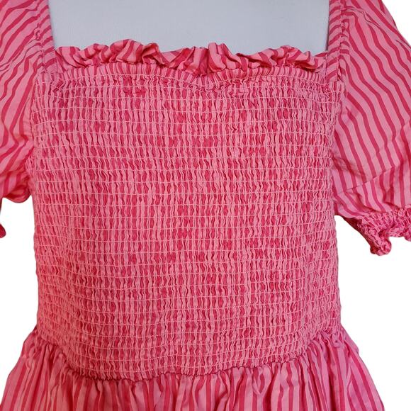 Draper James Pink Stripe Cam Smocked Dress Cotton Women’s Plus Size 1X - Picture 5 of 14